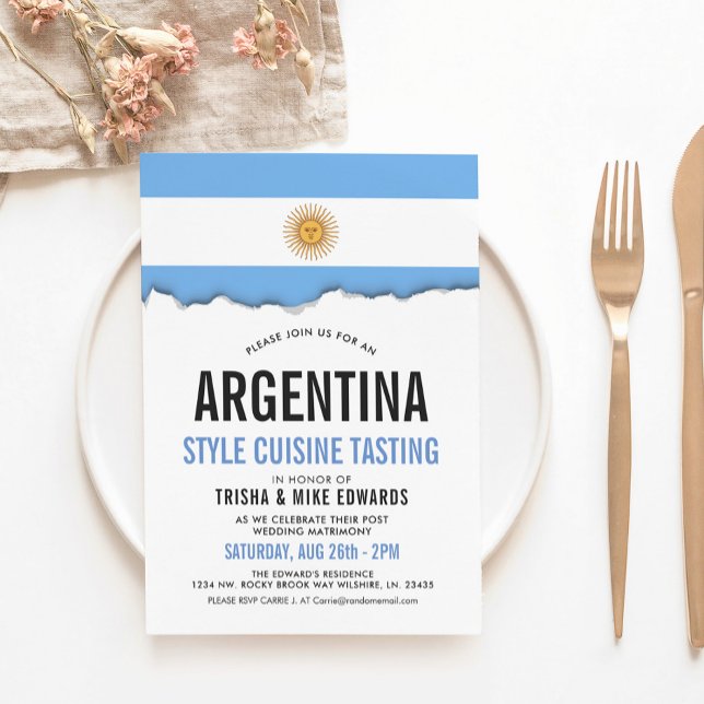 Argentine Cuisine | Invitation blanc du drapeau du (Créateur téléchargé)