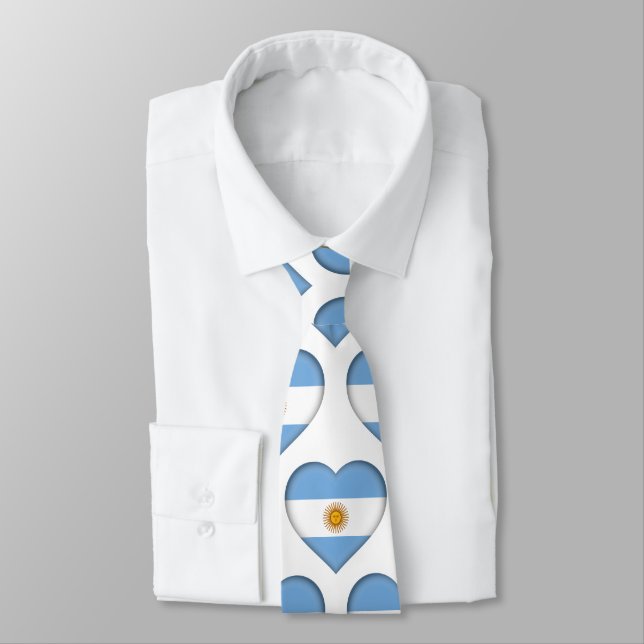 Argentine Drapeau couleurs Motif de coeur Cravate (Attaché)
