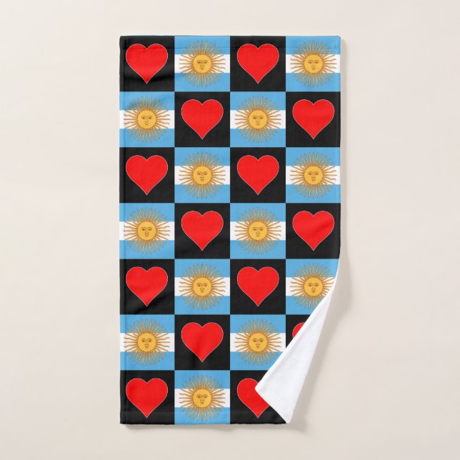 Argentine Drapeau et coeur Motif Fierté argentine (Serviette à main)