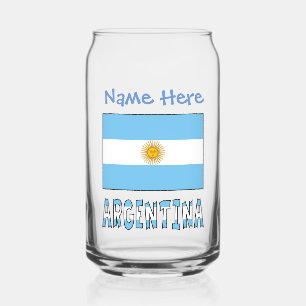Argentine Flag Argentina Blue Personalization Can Glass