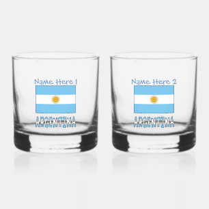 Argentine Flag Argentina Blue Personalization Whiskey Glass
