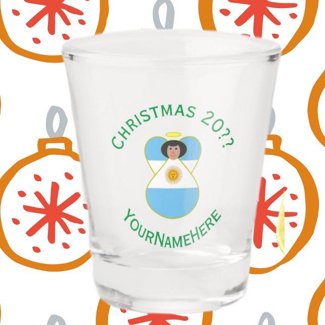 Argentine Flag Christmas Angel Personalized Shot Glass (Creator Uploaded)