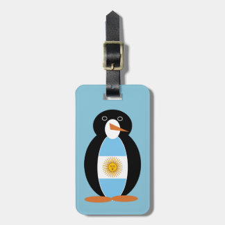 Argentine Flag Mr Penguin on Blue Luggage Tag