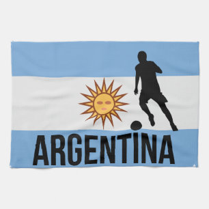 Argentine Flag soccer player uses dot as a ball Kitchen Towel