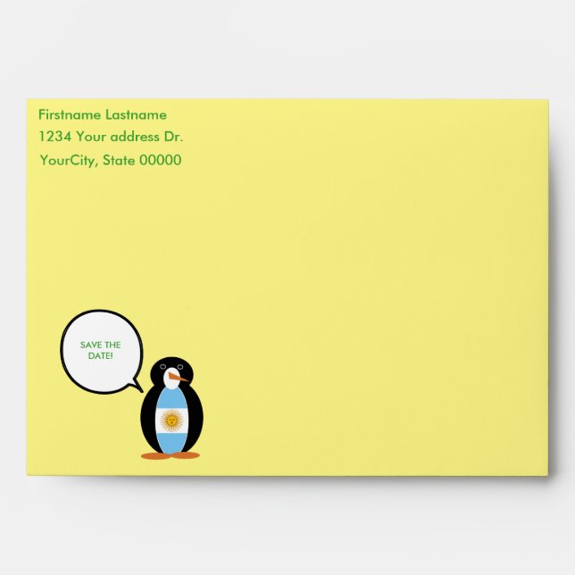 Argentine Flag Talking Ms Penguin  Envelope (Front)