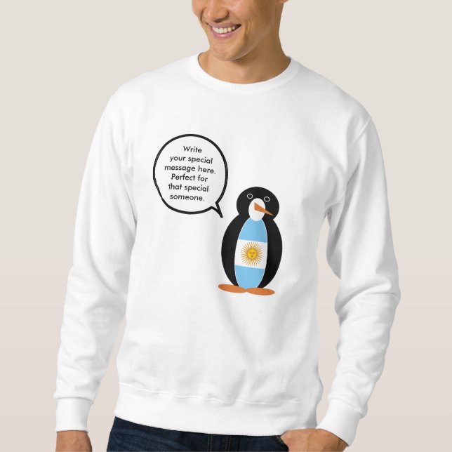 Argentine Flag Talking Ms Penguin Personalized Sweatshirt (Front)