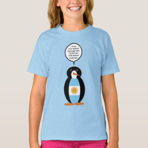 Argentine Flag Talking Ms Penguin Personalized T-Shirt