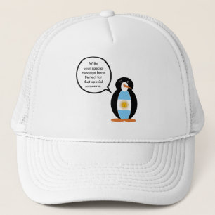 Argentine Flag Talking Ms Penguin Personalized Trucker Hat
