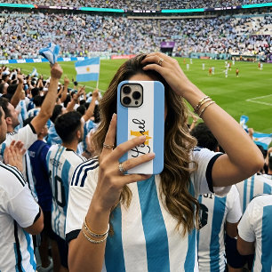 argentine Rayure bleu et blanc Monogramme nom pers