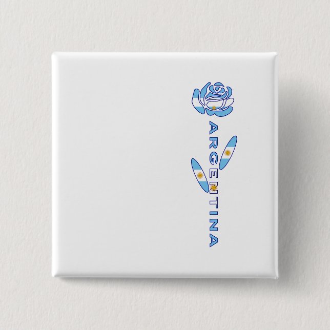 Argentine Rose 2 Inch Square Button (Front)