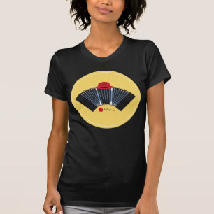 Argentine Tango Bandoneon with Red Fedora and Rose T-Shirt
