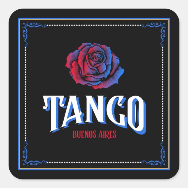 Argentine Tango Buenos Aires Fileteado Porteño Square Sticker (Front)