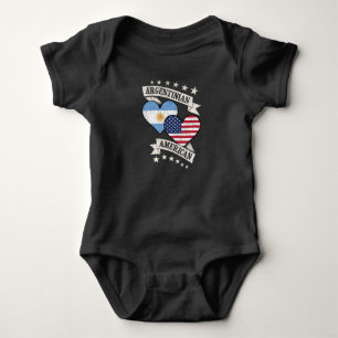 Argentinian American Heart Flags Argentina America Baby Bodysuit