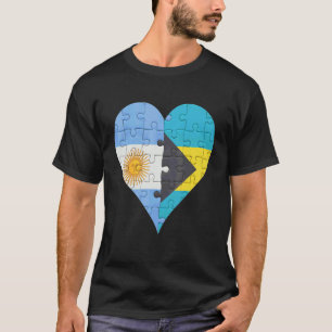 Argentinian Bahamian Flag Heart T-Shirt
