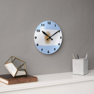 Argentinian Flag Design Round Clock