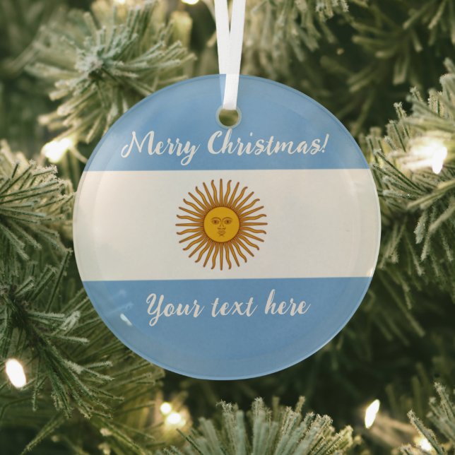 Argentinian flag glass Christmas tree ornament (Insitu)