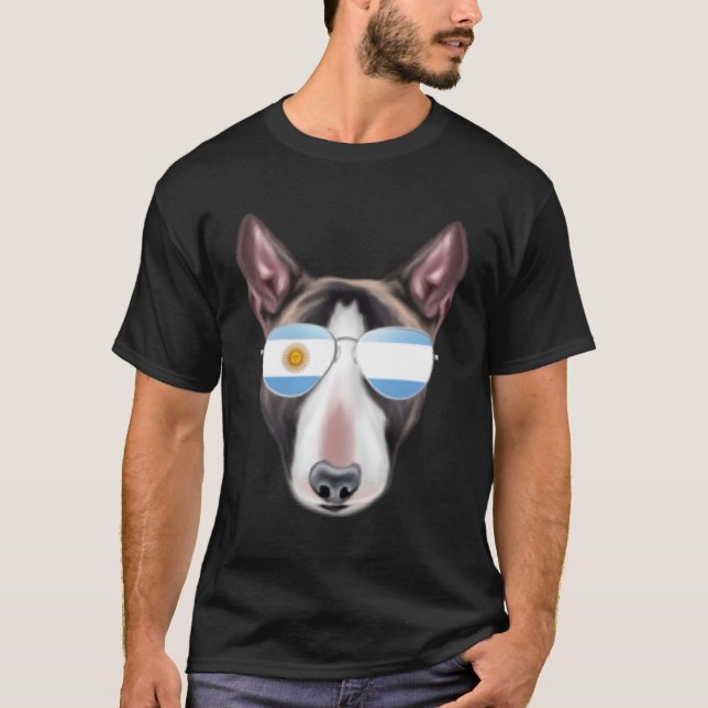 Argentinian Flag Miniature Bull Terrier Dog Argent T-Shirt (Front)