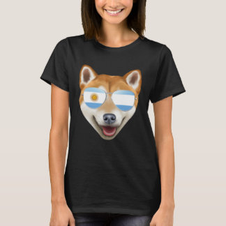 Argentinian Flag Shiba Inu Dog Argentina Pocket T-Shirt