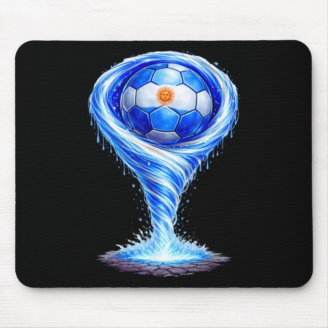 Argentinian Flag Soccer Tornado Graphic Tee  Mouse Pad (Front)