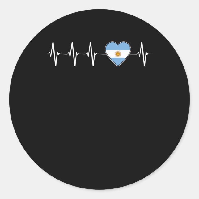 Argentinian Heartbeat I Love Argentina Flag Heart Classic Round Sticker (Front)