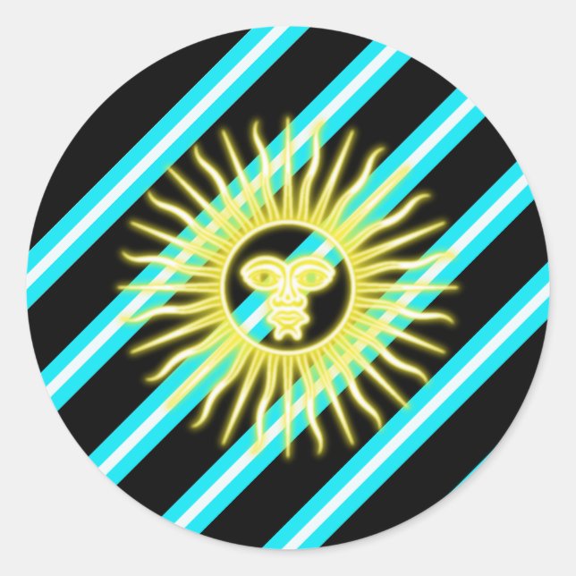 Argentinian stripes flag classic round sticker (Front)