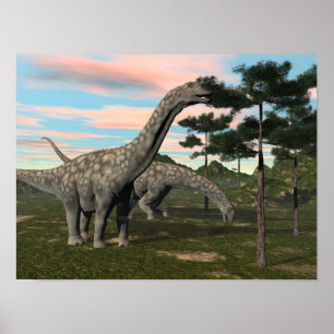 Argentinosaurus dinosaur eating tree - 3D render Poster