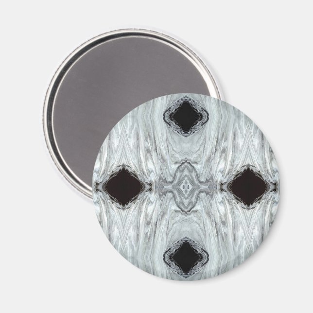 Argentum Abstract Silver Grey Black Fluid Art Magnet (Front/Back)