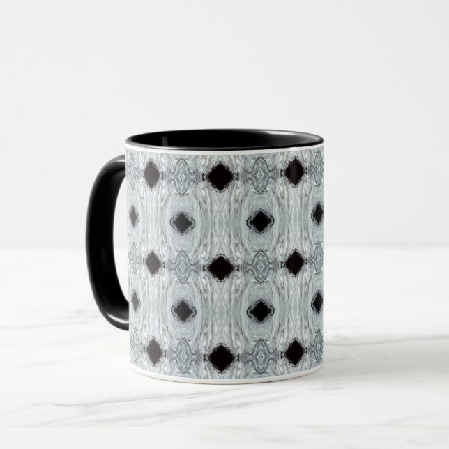 Argentum Grey and Black Abstract Acrylic Fluid Art Mug (Front Left)