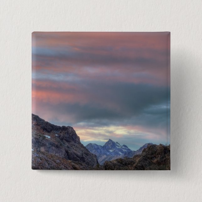 Argonaut Peak, sunset 2 Inch Square Button (Front)