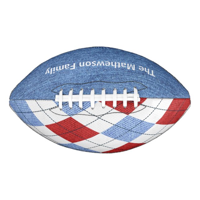 Argyle and Denim Personalized Football (Front)