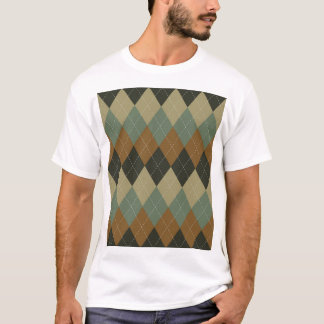 Argyle Autumn: Brown-Green Rhombus Chic T-Shirt