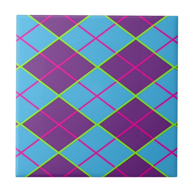 Argyle blue and purple tile (Front)
