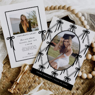 Argyle Bows Graduation Party Invitation Photo Card