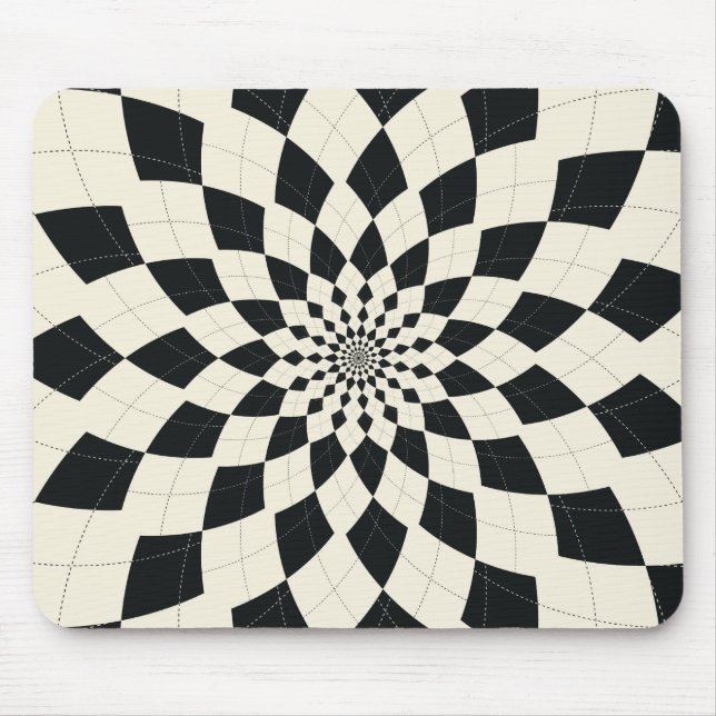 Argyle Burst/Flower - Black & White Mouse Pad (Front)
