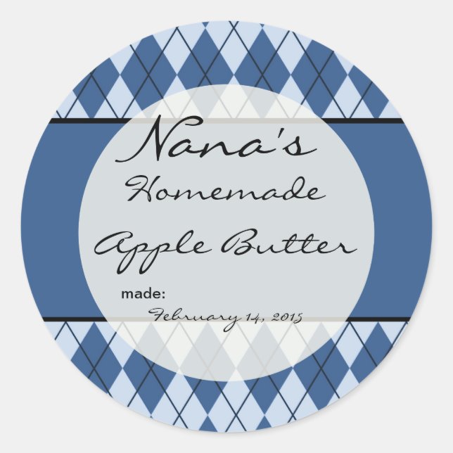 Argyle Canning lid cover for 2.5 inch lid Classic Round Sticker (Front)