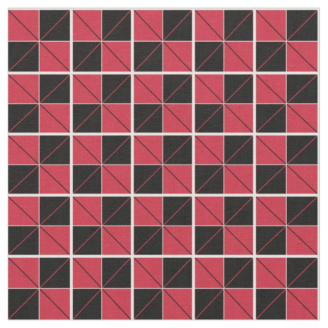 Argyle Checks Red and Black Fabric (Close Up)