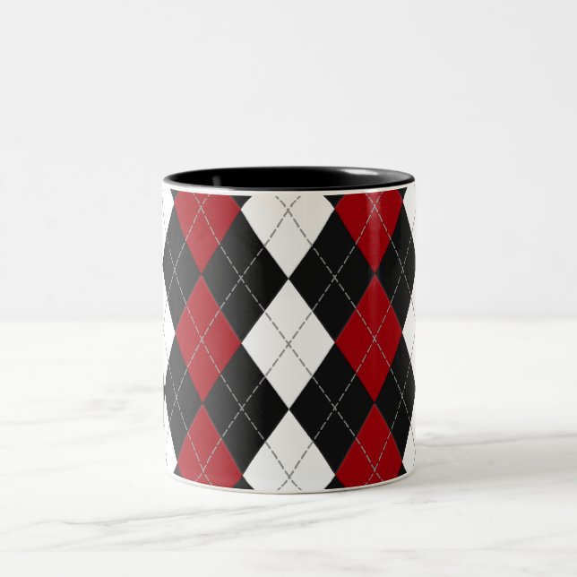 Argyle: “Crimson Contrast” Two-Tone Coffee Mug (Center)