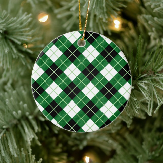 Argyle Diagonal Diamond Plaid Ceramic Ornament (Tree)