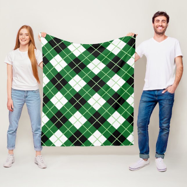 Argyle Diagonal Diamond Plaid Fleece Blanket (In Situ)