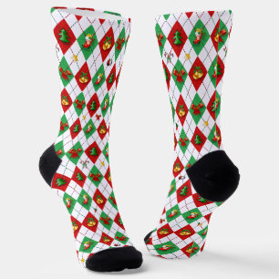 Argyle Diamond Pattern Christmas Socks