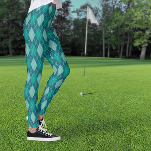 Argyle Diamond Pattern in 3 Shades of Teal Leggings