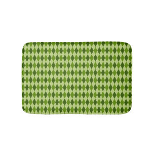 Argyle Diamond Plaid in Shades of Lighter Green Bath Mat