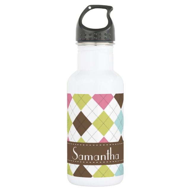 Argyle Diamond Stitch Hoot 32. oz. 532 Ml Water Bottle (Front)