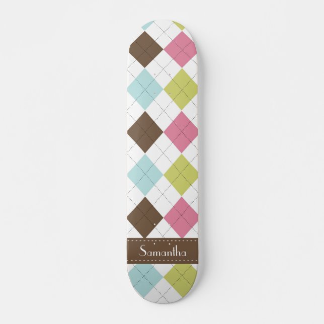 Argyle Diamond Stitch Old School Skateboard (Front)