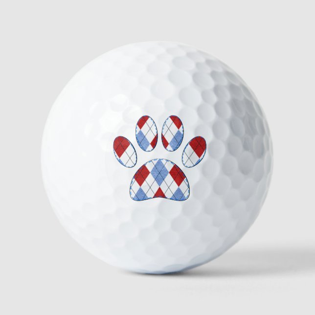 Argyle Dog Paw Print Golf Balls (Front)