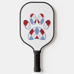 Argyle Dog Paw Print Pickleball Paddle