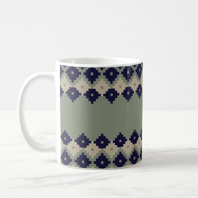 Argyle fair isle seamless pattern designabstract,  coffee mug (Left)