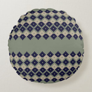 Argyle fair isle seamless pattern designabstract, round pillow