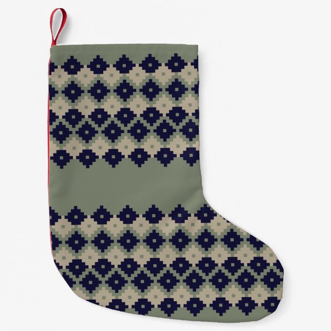 Argyle fair isle seamless pattern designabstract,  small christmas stocking (Front)