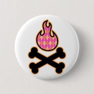 Argyle Flame and Crossbones 2 Inch Round Button